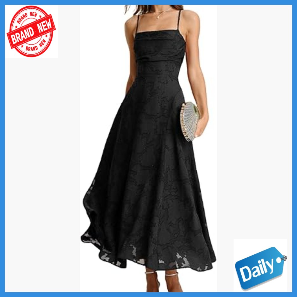 Maxi Dress A-Line Square Neck Backless Halter Formal Evening Wedding Guest